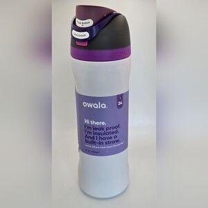 24oz Owala Purple and White Insulated Water Bottle